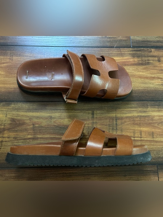 Steve Madden Shoes - Steve Madden Women’s Cognac Leather Dual-Strap Slide Sandals Mayven Sz 8
